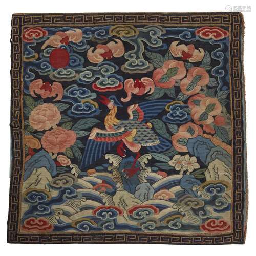 A pair of Chinese kesi tapestry civil rank badges depicting mandarin ducks, first half 19th century