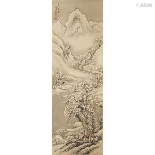 PROBABLY CHINESE SCHOOL, LATE 19TH/EARLY 20TH CENTURY, PAIR LANDSCAPES: WINTER AND SPRING