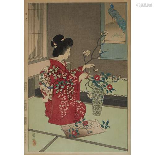 Group of five Japanese woodblock prints,