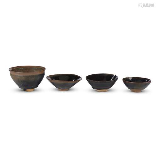 Four Chinese Jian-type tea bowls, song dynasty or later