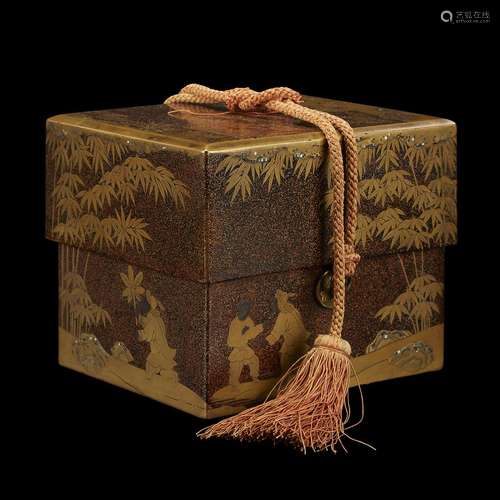 A Japanese lacquer box and cover, Edo period,