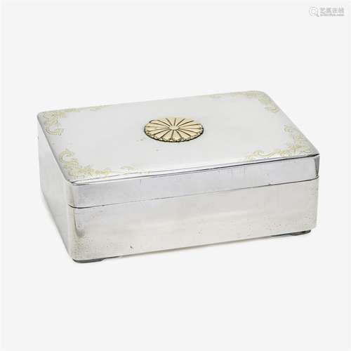 An Imperial Japanese silver presentation box and cover, early 20th century