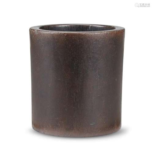 A Chinese hardwood cylindrical brushpot, possibly huanghuali, qing dynasty