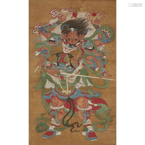 POSSIBLY JAPANESE SCHOOL, 19TH CENTURY, PORTRAIT OF A WRATHFUL DEITY