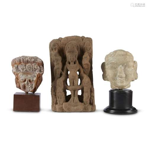 Three Indian stone carvings,