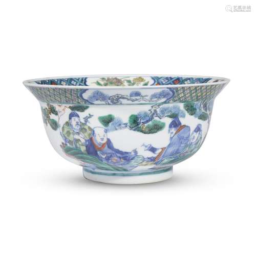 A Chinese doucai-decorated Eight Immortals and Deer porcelain bowl,