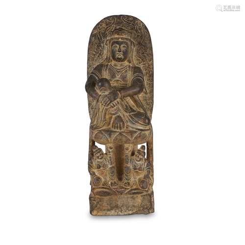 A Chinese carved stone figure of a seated Bodhisattva, Possibly Ming Dynasty