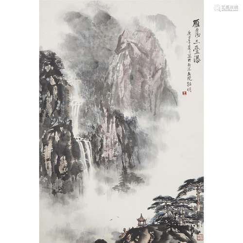 WANG SHAOMING (B. 1934), DATED GENGSHEN YEAR (EQUIVALENT TO 1980), WATERFALLS IN YANDANG MOUNTAIN (YANDANG SANDIEPU)