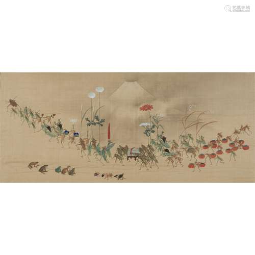 JAPANESE SCHOOL, 19TH CENTURY, A PROCESSION OF INSECTS