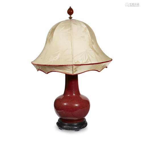 A Chinese Sang de Boeuf-glazed bottle vase, mounted as a lamp,