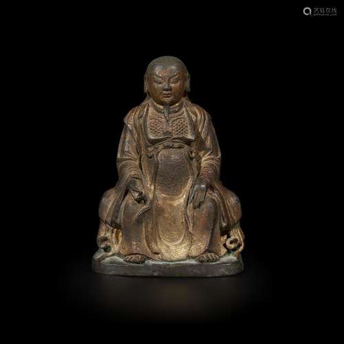 A Chinese gilt-lacquered bronze seated figure of Zhenwu, ming dynasty