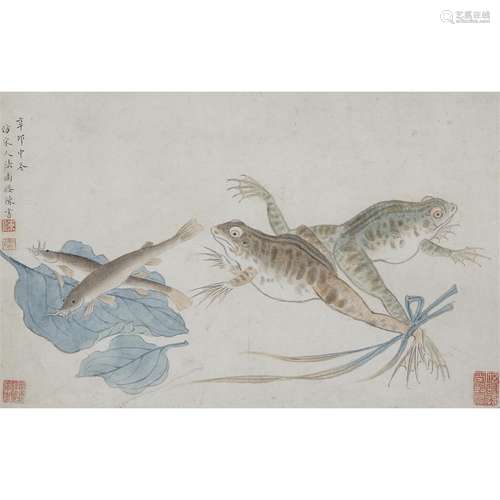 ATTRIBUTED TO CHEN SHU, Frogs and Fish