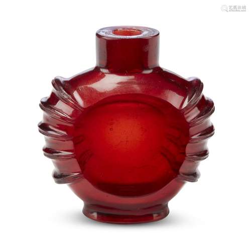 A Chinese ruby glass snuff bottle,