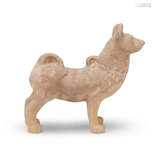 Chinese pottery figure of a dog, Han Dynasty