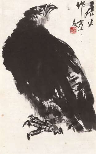 唐云（1910～1993） 鹰 镜心 水墨纸本