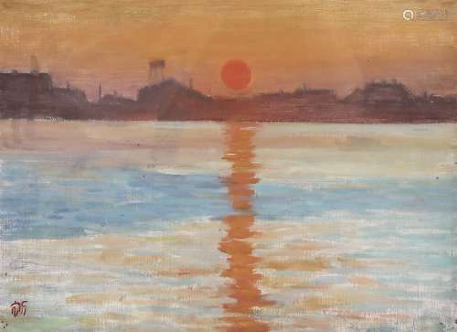 周碧初（1903～1995） 黄浦江的早晨 镜心 纸本