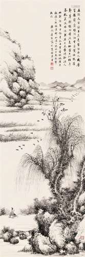 董棨（1772～1844） 山水 立轴 水墨纸本