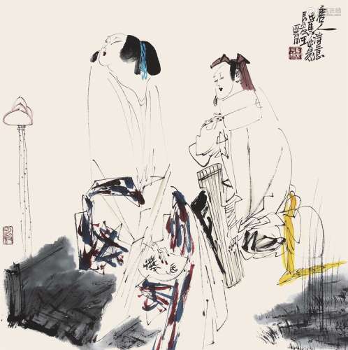 王西京（b.1946） 唐人诗意 镜心 设色纸本