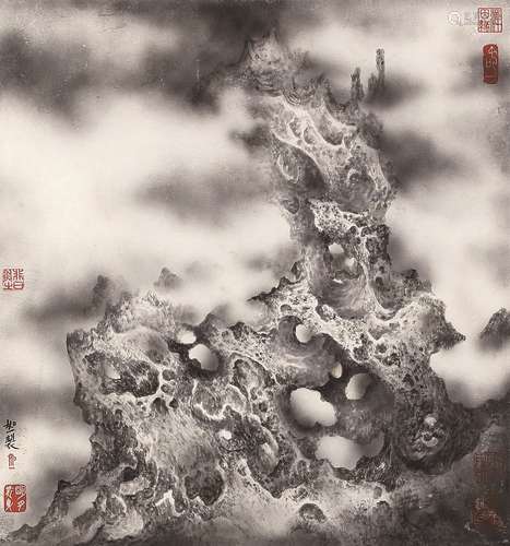 如一（b.1966） 云石 镜心 水墨纸本