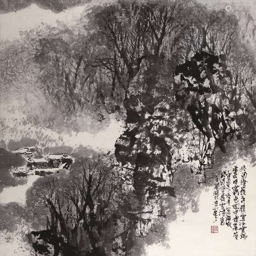 王梦湖（b.1942） 终南雨雪 立轴 水墨纸本
