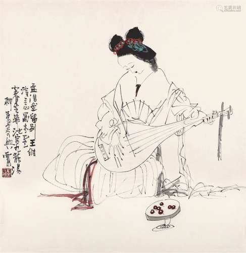 王西京（b.1946） 孟浩然诗意图 镜心 设色纸本