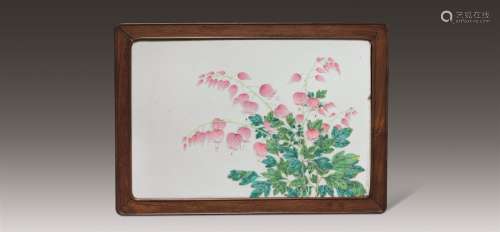 清乾隆 粉彩花卉纹瓷板