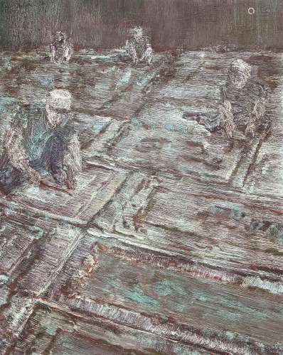 罗荃木（b.1965） 修地毯 镜框 布面油画