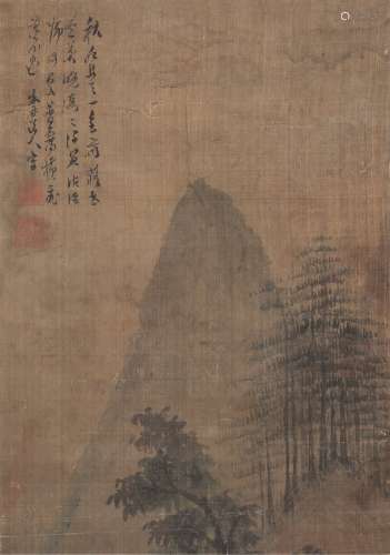 傅山（1607～1684）（款） 山水 立轴 设色绢本