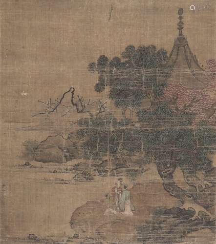 于舍人（1713～1756） 人物小轴 立轴 设色绢本