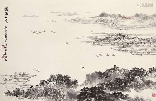 吴彭（1921～2009） 波光山色 立轴 设色纸本