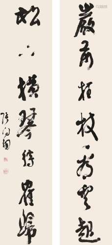 张问陶（1764～1814） 行书七言联 立轴 水墨纸本