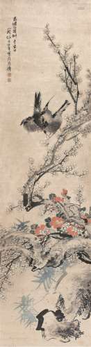 任伯年（1840～1896）（款） 梅花双燕图 立轴 设色纸本