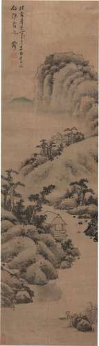 倪元璐（1594～1644） 秋山访友 立轴 设色绢本