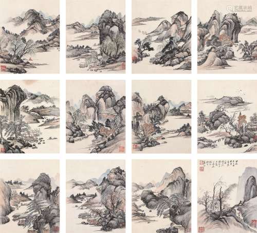 姜筠（1847～1919） 山水 册页 设色纸本