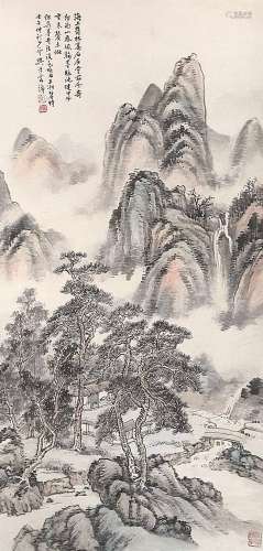 樊浩霖（1885～1962） 茂林高石 立轴 设色纸本