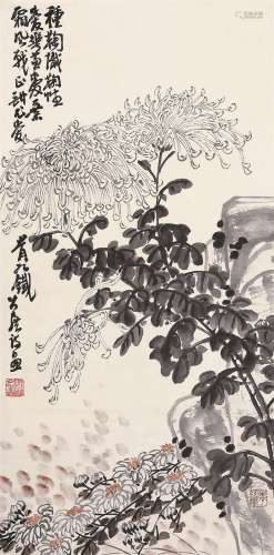 谢公展（1875～1930） 秋菊 立轴 设色纸本