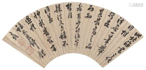 翁方纲（1733～1818） 草书 扇面 水墨金笺