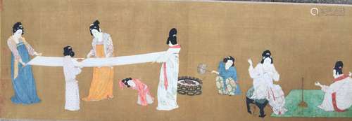 Antique Chinese Scroll Painting of Beauties