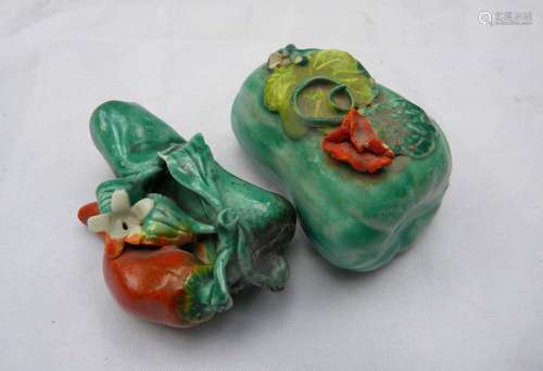 Pair of Antique Chinese Porcelain Fruits