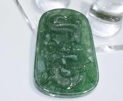 GIA Certified Green Jadeite Dragon Plaque