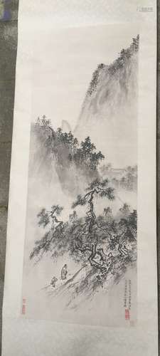 CHINESE SCROLL PAINTING Mountain Scene