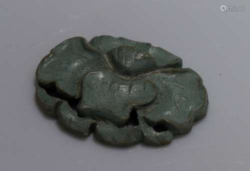 Antique Carved Turquoise Flower Pendant