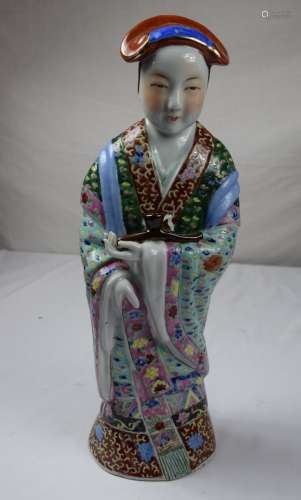 Antique Chinese Famille Rose Beauty Statue