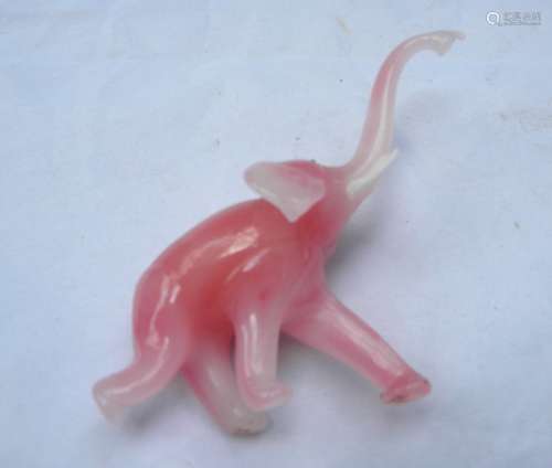 Pink Glass Elephant Statue