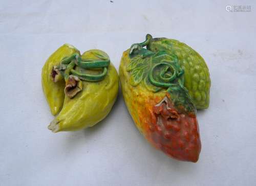 Pair of Antique Chinese Porcelain Fruits