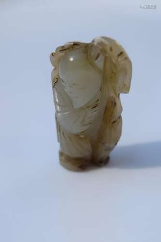 Antique Chinese Nephrite Jade Longevity God Statue