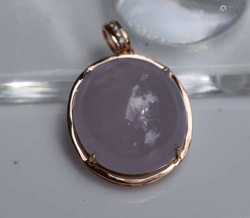 18K Gold Diamond Natural Pink Jadeite Pendant