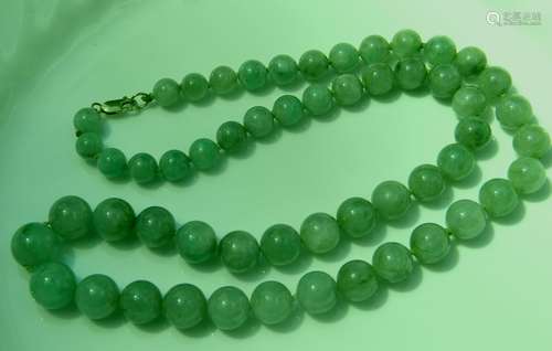 GIA Certified Green Jadeite Bead Necklace