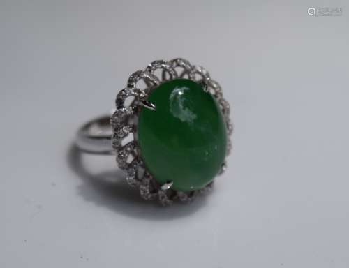 GIA Certified Jadeite Ring 18K Gold Diamond