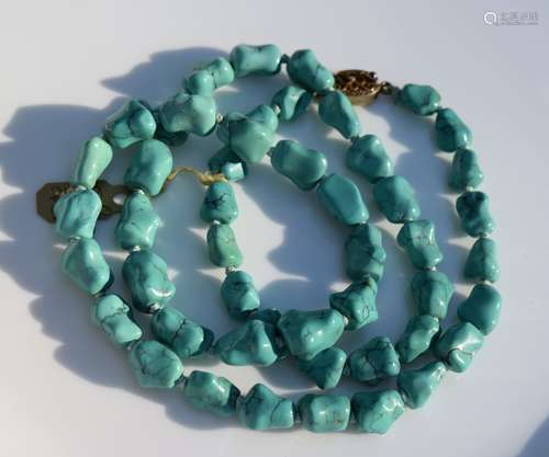 Antique Chinese Natural Turquoise Necklace